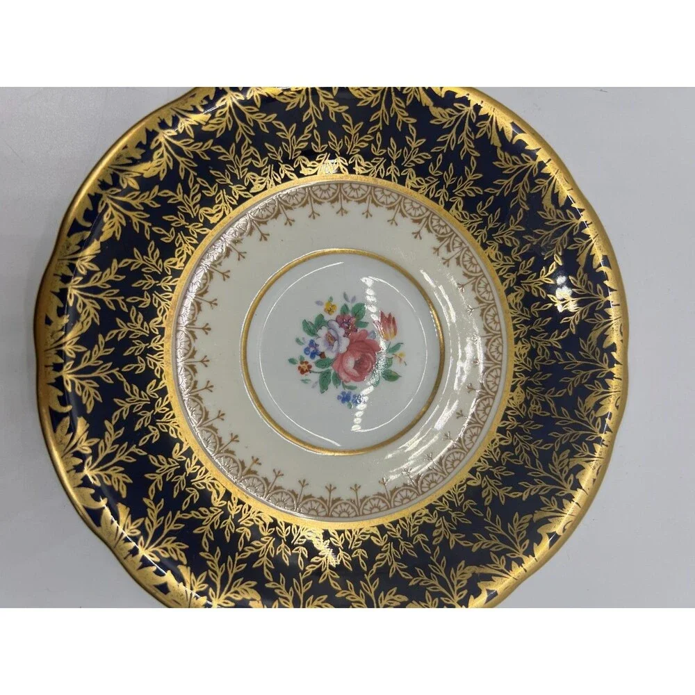 Cobalt Blue and Gold Aynsley J A Bailey Teacup and Saucer blue gold England Cup